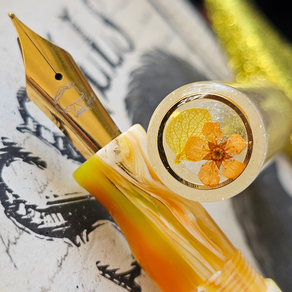Gilded Candy Corn Floral Finial Fountain
