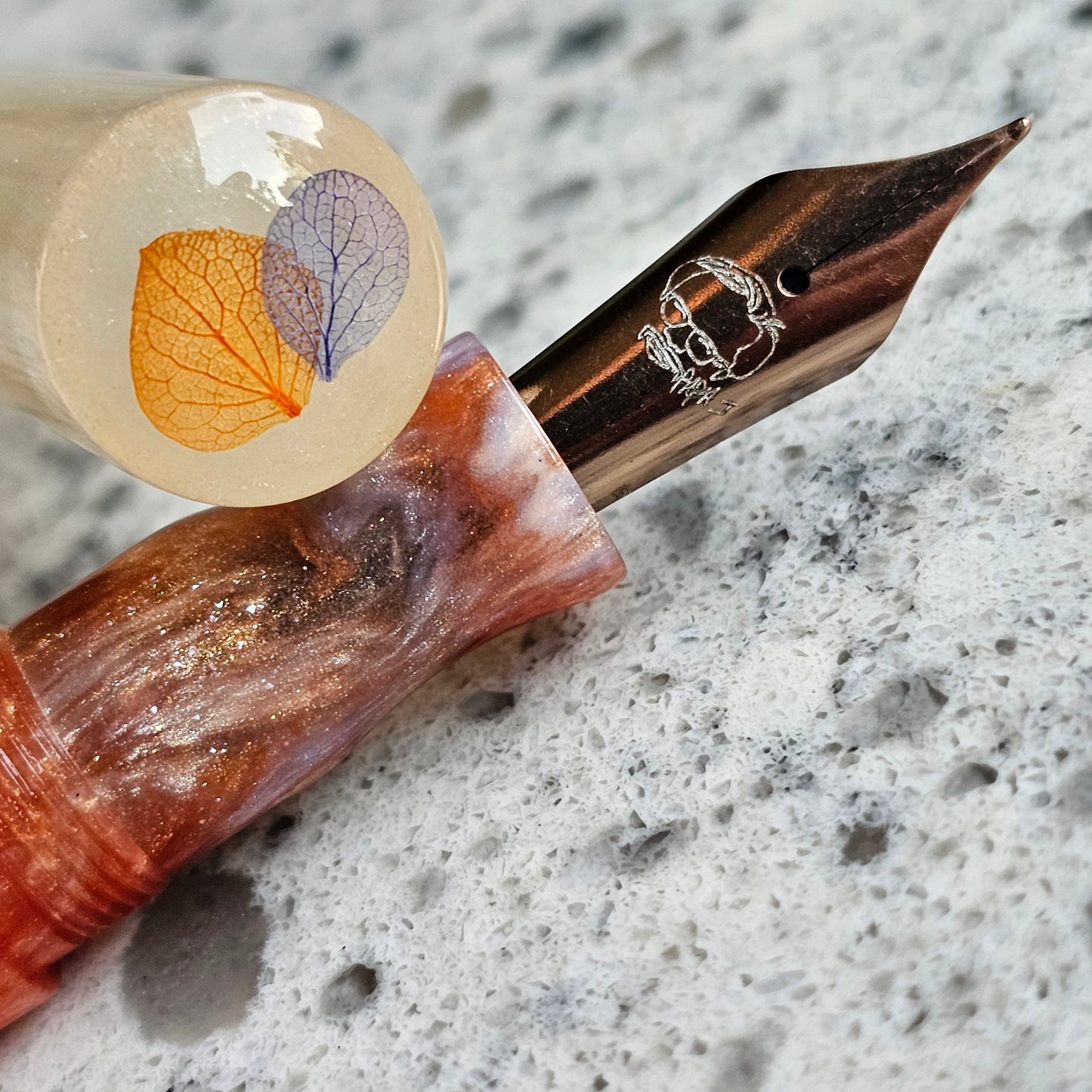 Wisteria Dusk Floral Finial Fountain Pen
