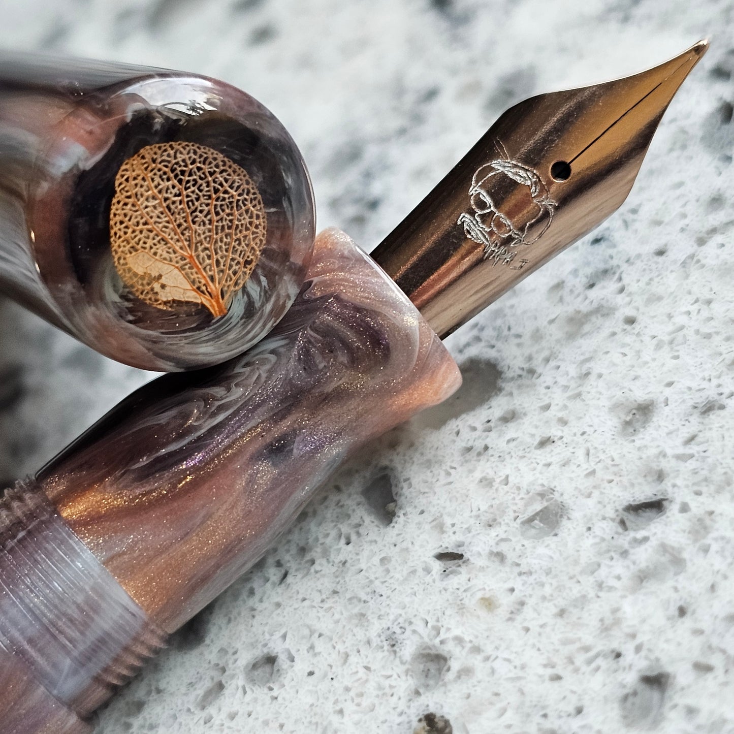 Cosmic Stardust Floral Finial Fountain Pen