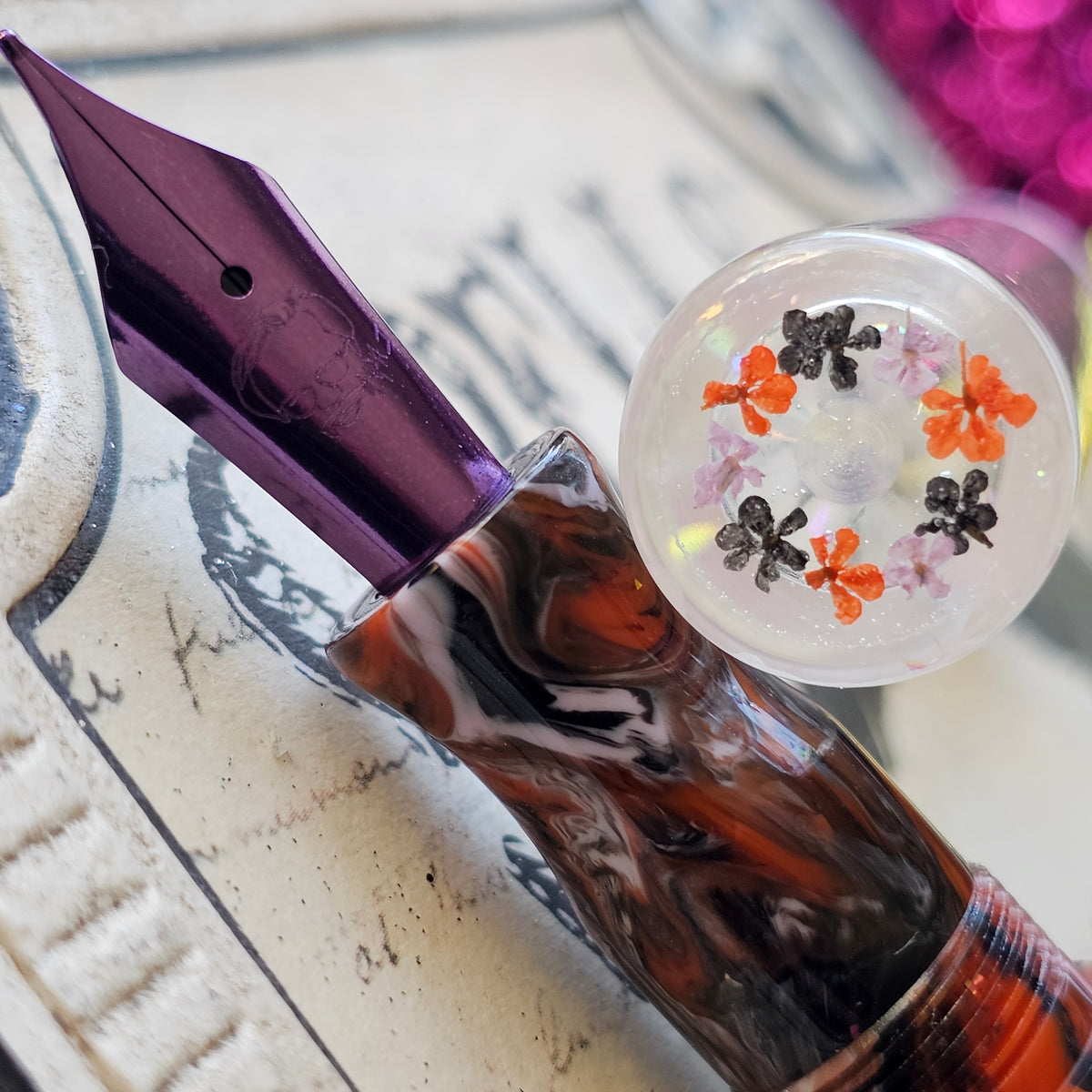 Not So Spooky Halloween Floral Finial (Med Nib)
