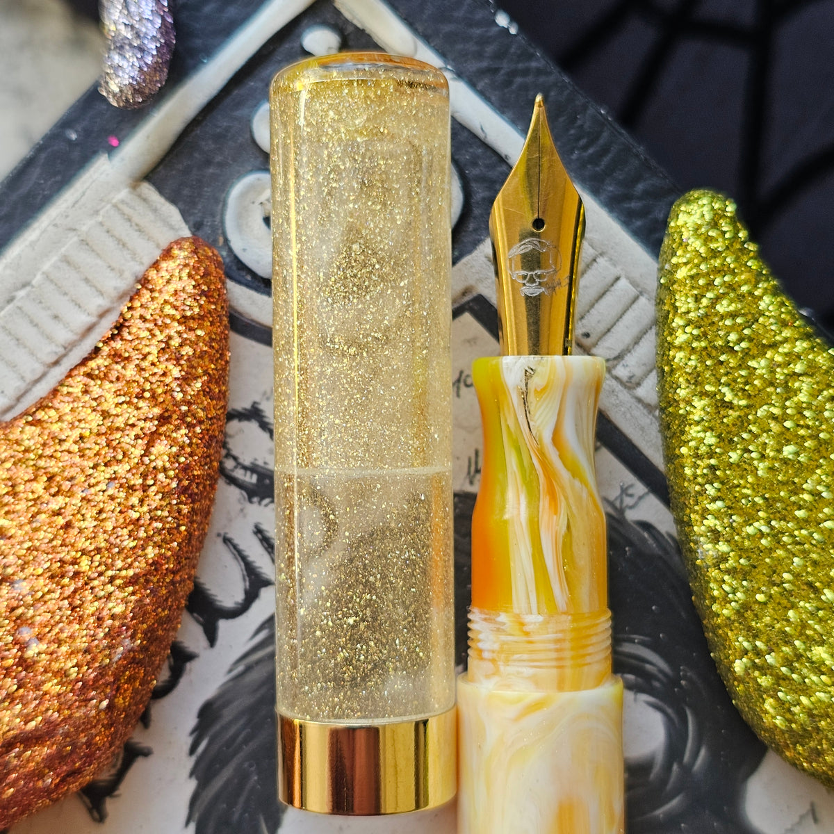 Gilded Candy Corn Floral Finial Fountain