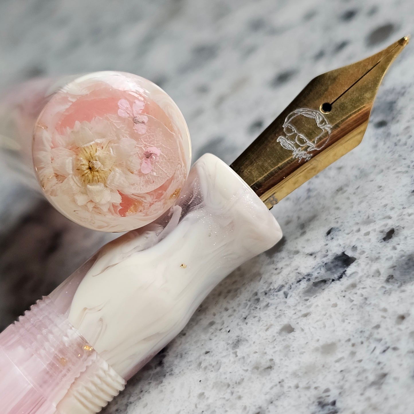 Gilded Goddess Koi Floral Finial Fountain Pen