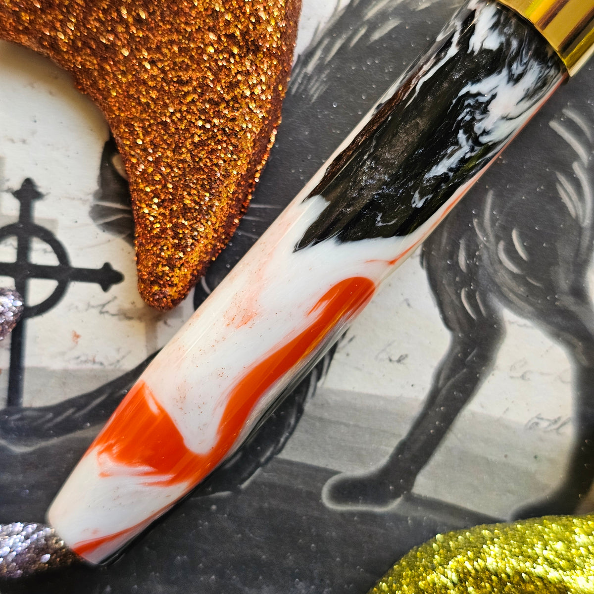 Spooky Sparkle Floral Finial (Med Nib)