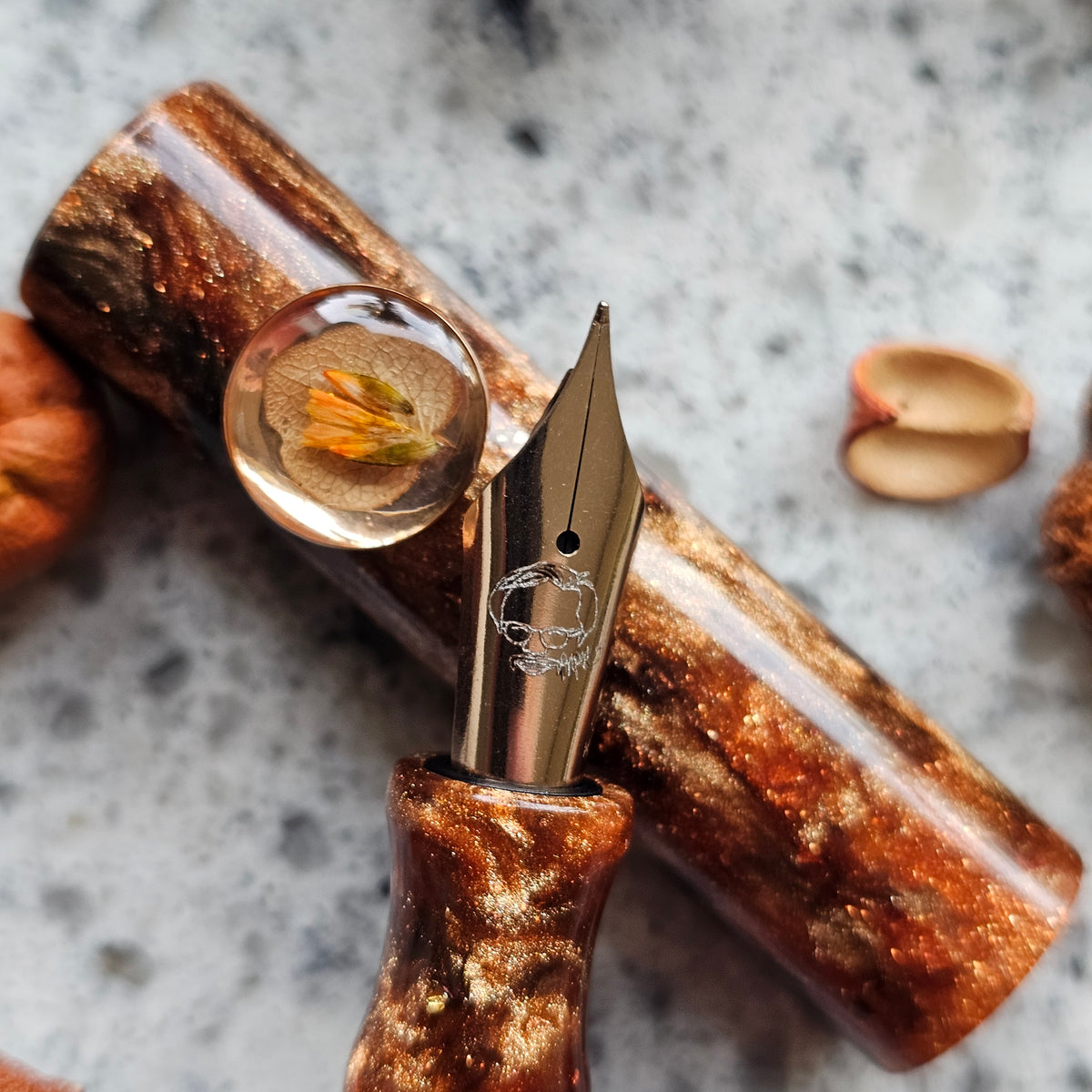 Autumn  Walnut Floral Rollstop Fountain