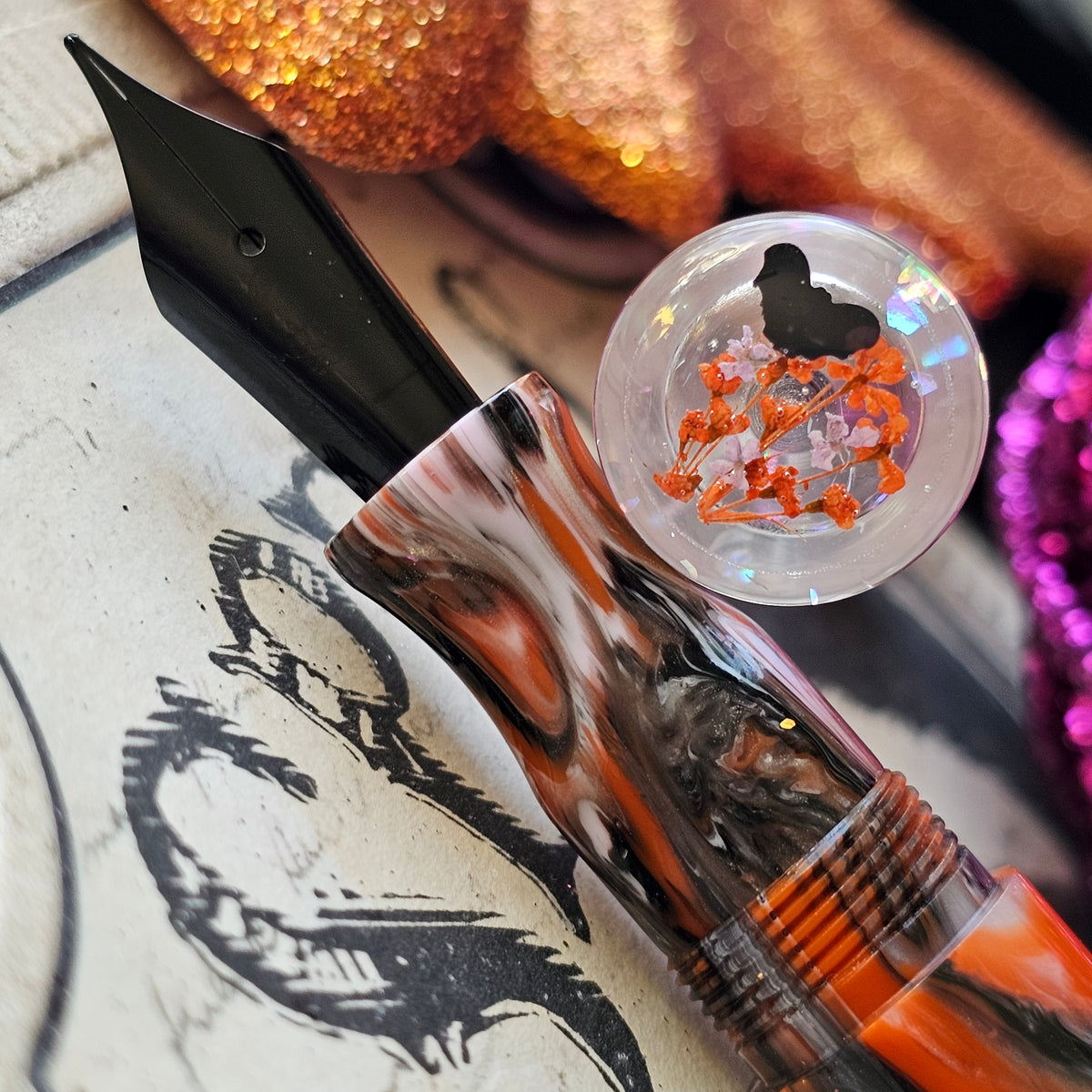 It's Frickin' Bats Floral Finial (Med Nib)
