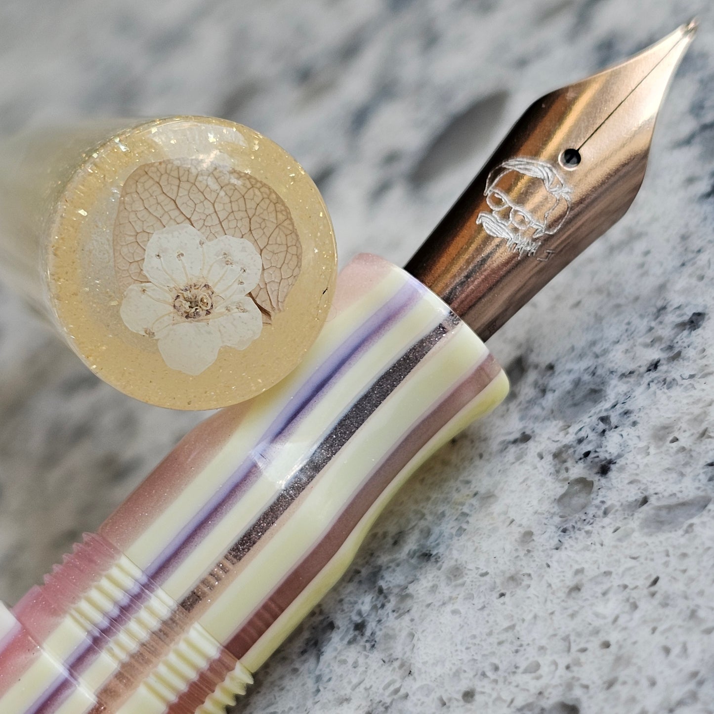 Berries and Cream Floral Finial Fountain Pen