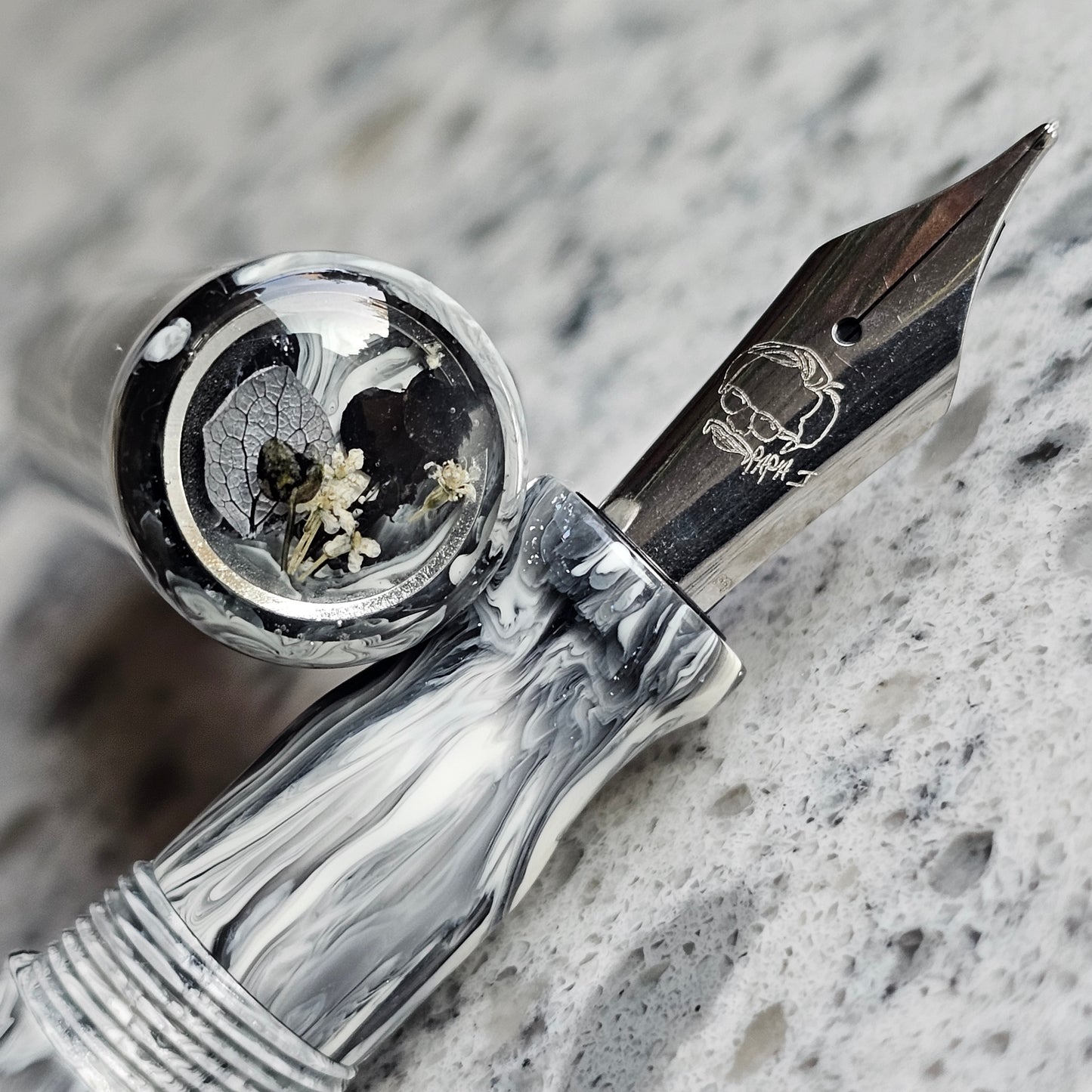Brooks Fubuki Koi Floral Finial Fountain Pen