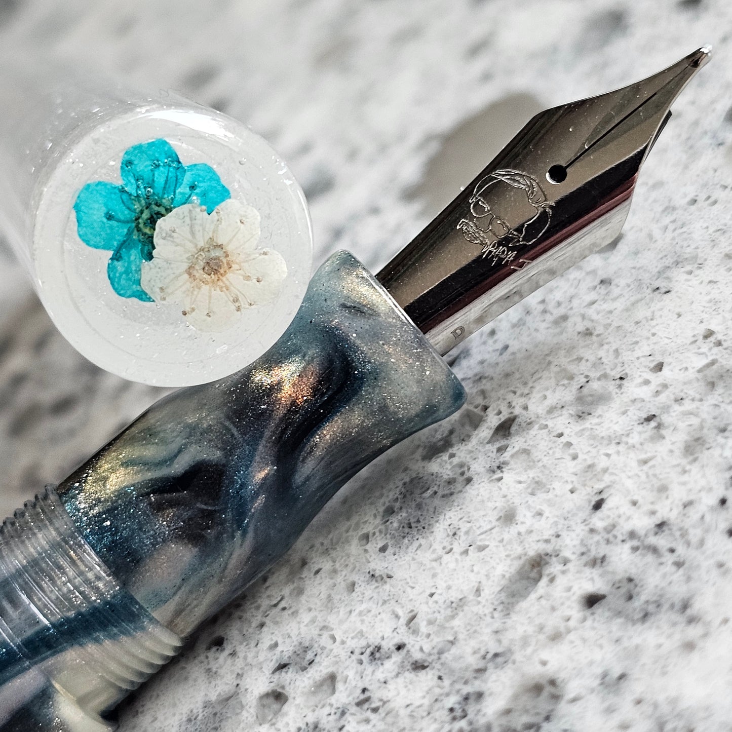 Brooks Rando Floral Finial Fountain Pen