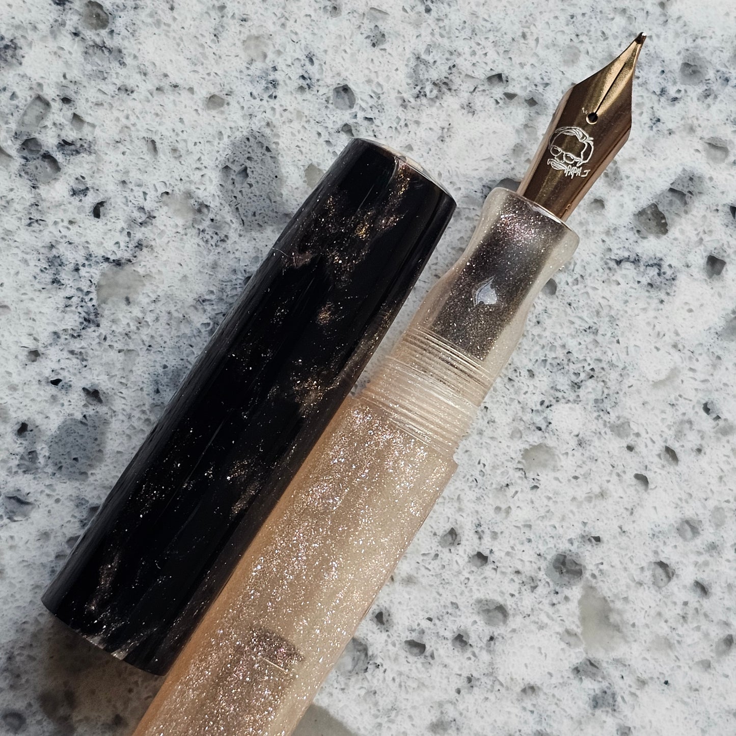 Pink Shimmery Floral Finial Fountain Pen