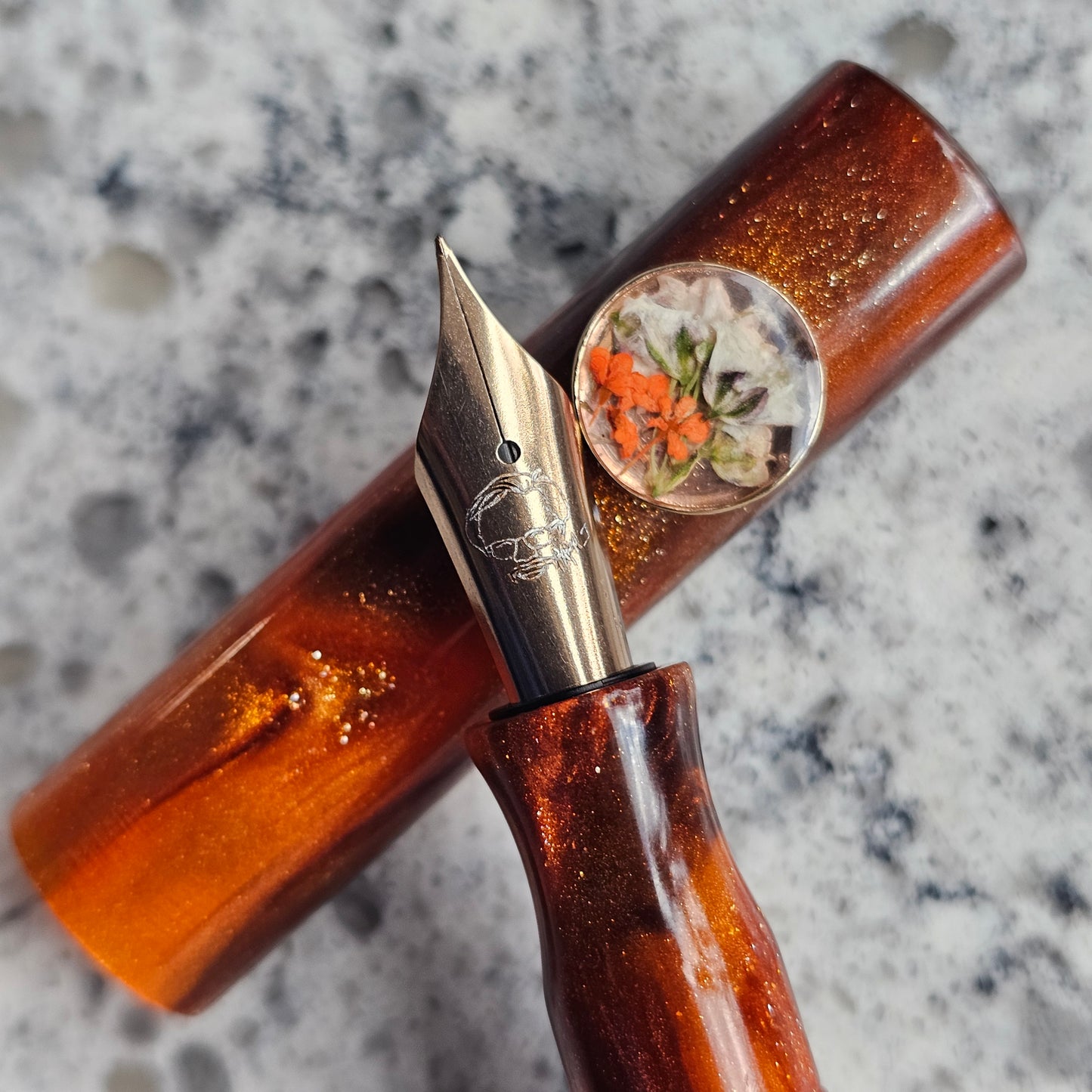 Frosted Vermillion Floral Rollstop