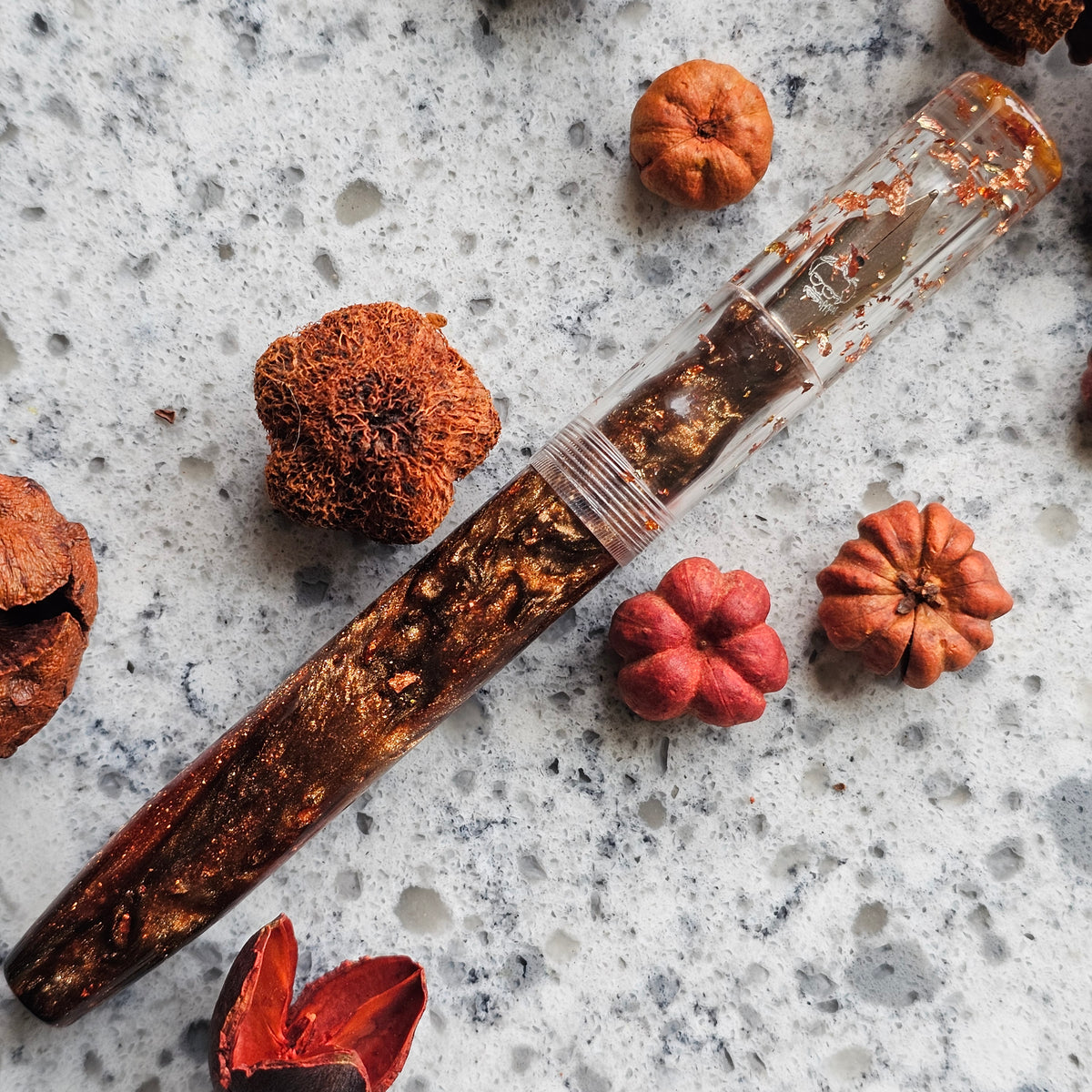 Autumn  Walnut Floral Finial Fountain