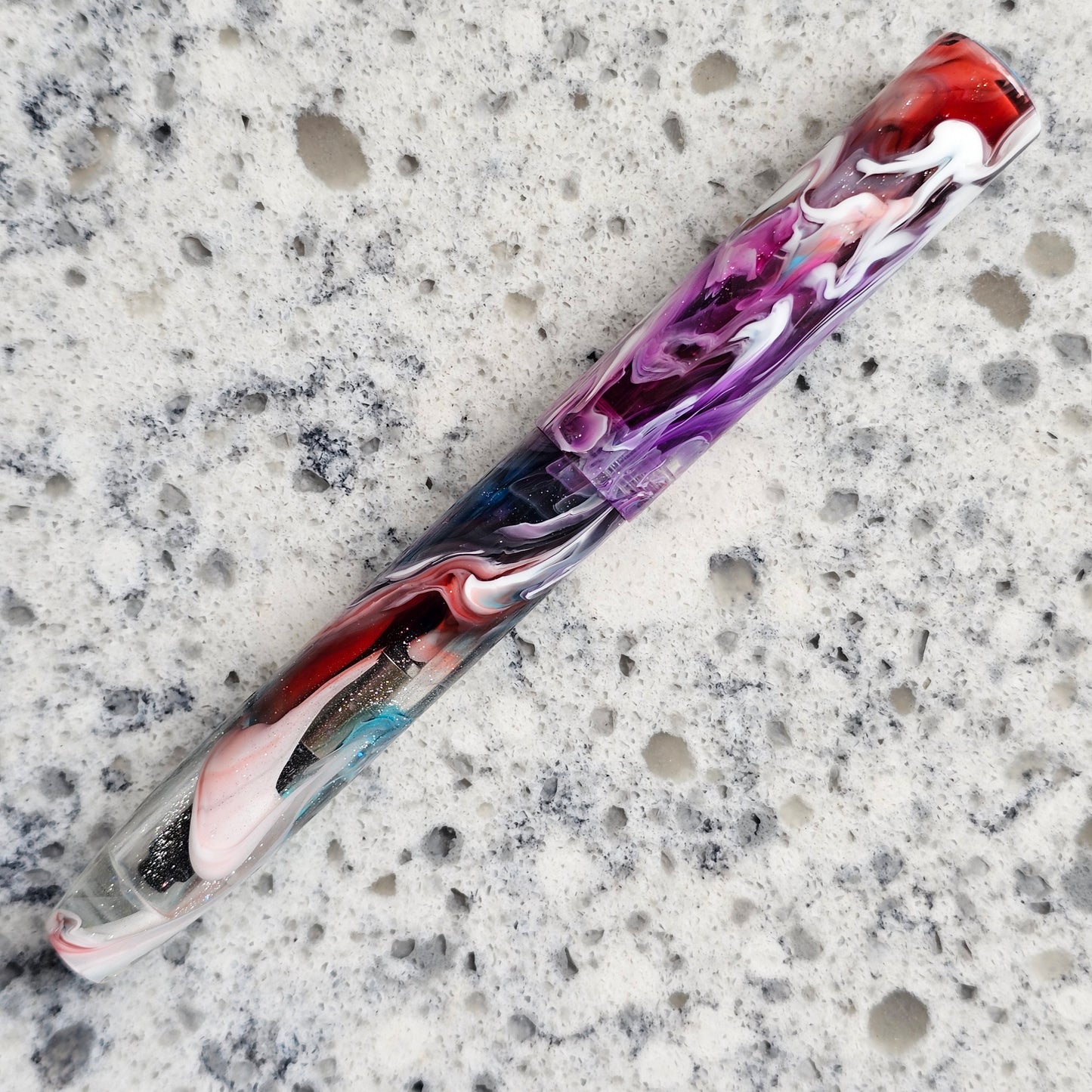 Cool Tone Rift Floral Finial Fountain Pen