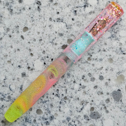 Rainbow Tulle 1 Floral Finial Fountain Pen