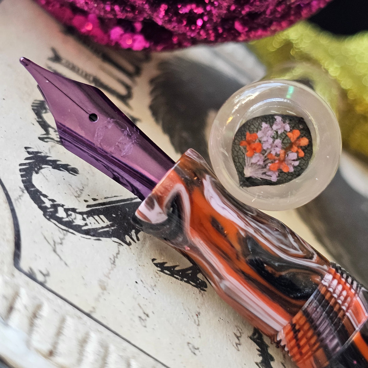 Not So Spooky Halloween Floral Finial (Broad Nib)
